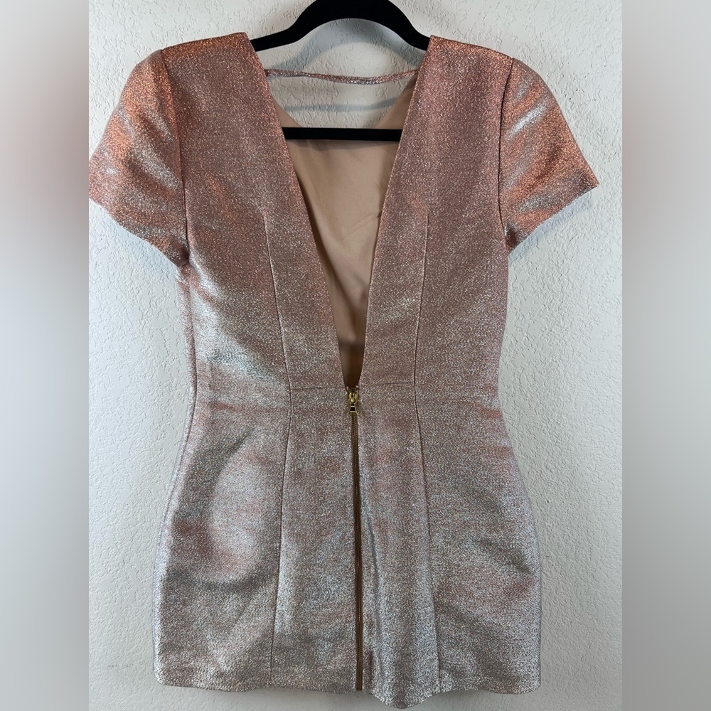 NWT: Express Sparkly Metallic Rose Gold Dress - Picture 4 of 12